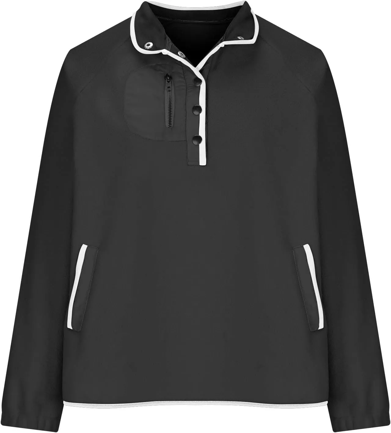 Women Sherpa Fleece Colorblock Jacket Casual Button Down Fuzzy Sweatshirt Warm Teddy Oversized Pullover with Pocket