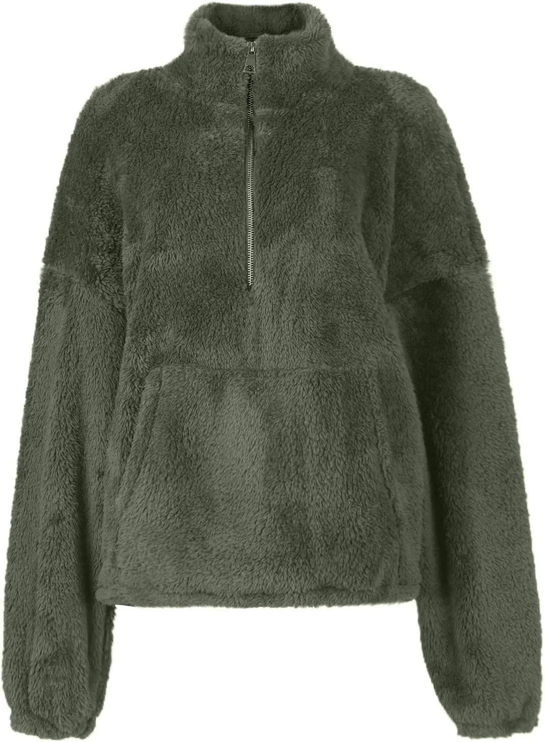 Women Sherpa Pullover Half Zip Fuzzy Fleece Oversized Sweatshirt Long Sleeve Plush Quarter Zip Pullover with Pocket