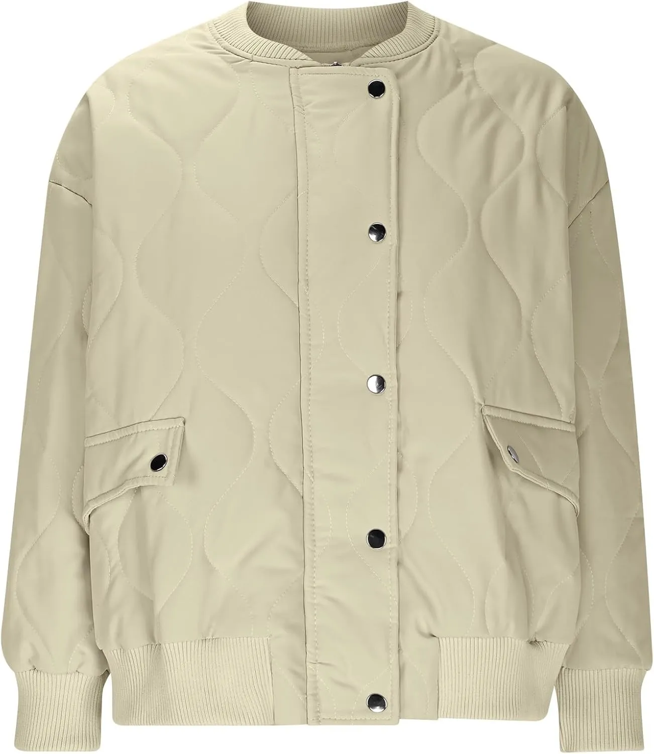 Women Solid Color Wool Blend Cropped Jacket Lightweight Soft Comfy Casual Coat Button Down Crewneck Fashion Overcoat