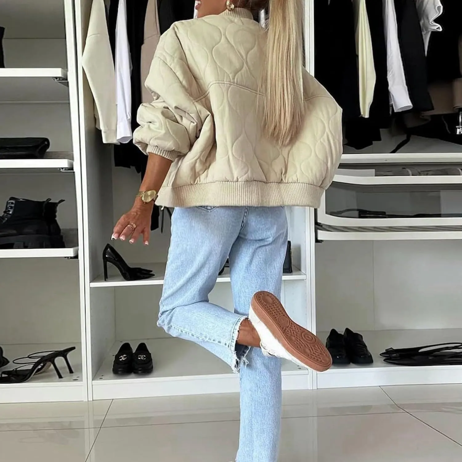 Women Solid Color Wool Blend Cropped Jacket Lightweight Soft Comfy Casual Coat Button Down Crewneck Fashion Overcoat
