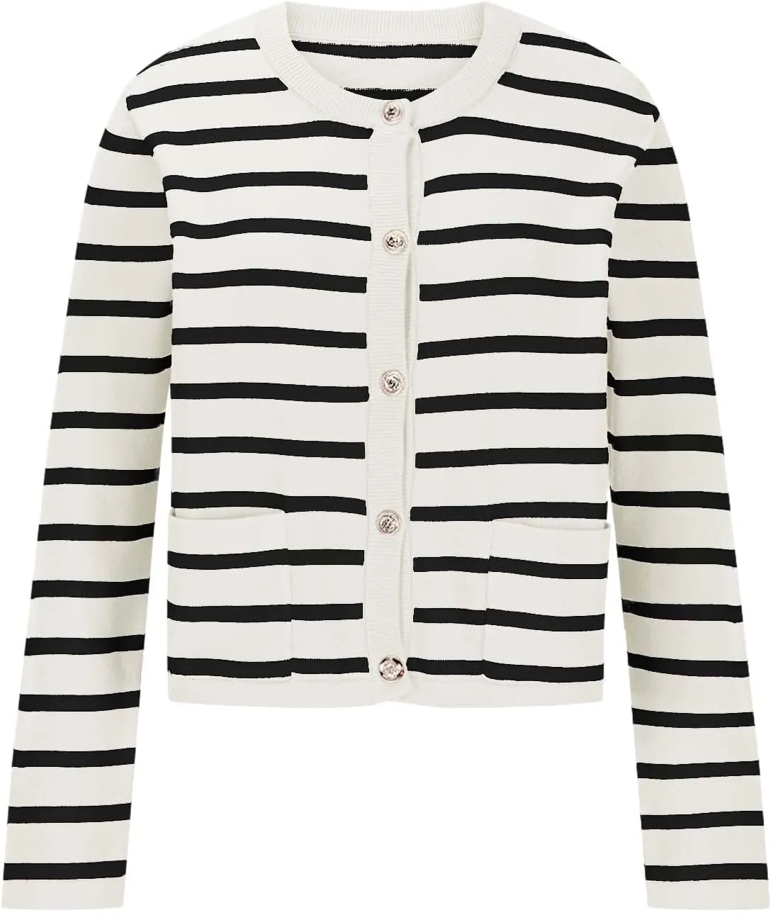 Women Striped Cardigan Sweaters Button Down Open Front Cropped Cardigan Knit Lady Jackets Coat 2024 Fall Outfits