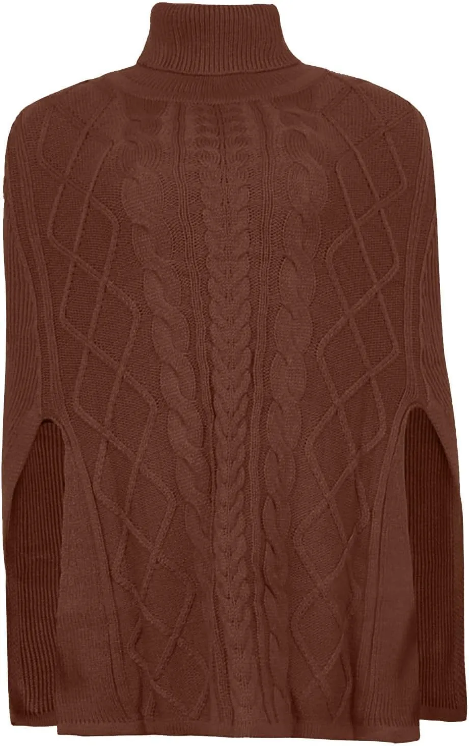 Women Turtleneck Sweaters Split Hem Pullover Knit Sweater Tops Cape Turtleneck Poncho Sweater Women