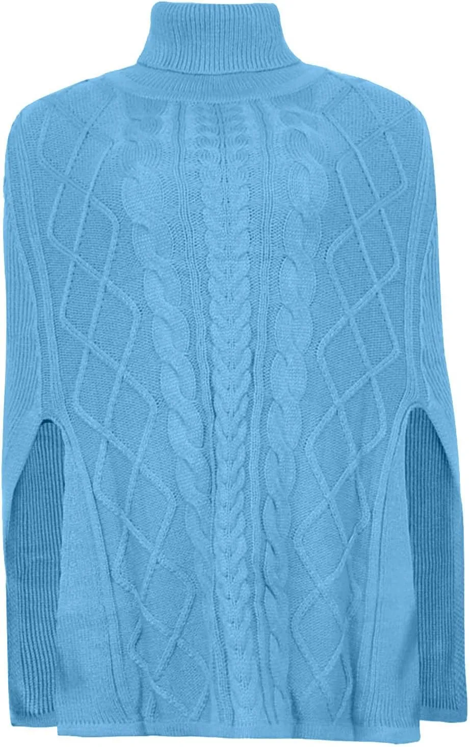 Women Turtleneck Sweaters Split Hem Pullover Knit Sweater Tops Cape Turtleneck Poncho Sweater Women