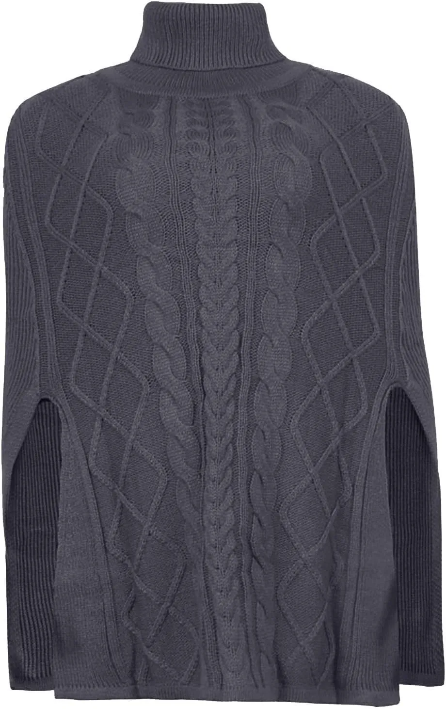 Women Turtleneck Sweaters Split Hem Pullover Knit Sweater Tops Cape Turtleneck Poncho Sweater Women