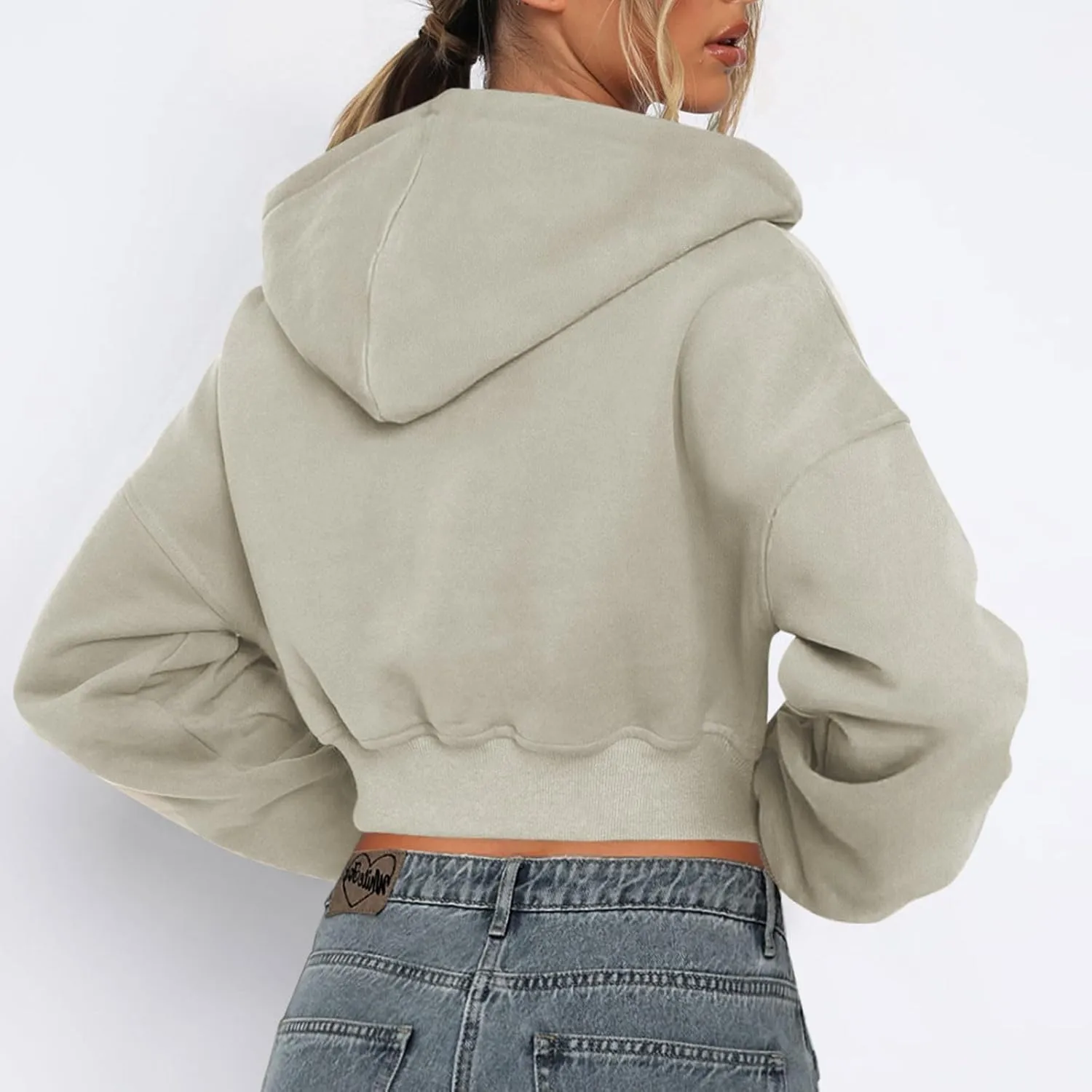 Women Zip Up Cropped Hoodies Fleece Jackets Sweatshirts Fashion Fall Outfits 2024 Teen Girls Y2k Clothes Workout Tops