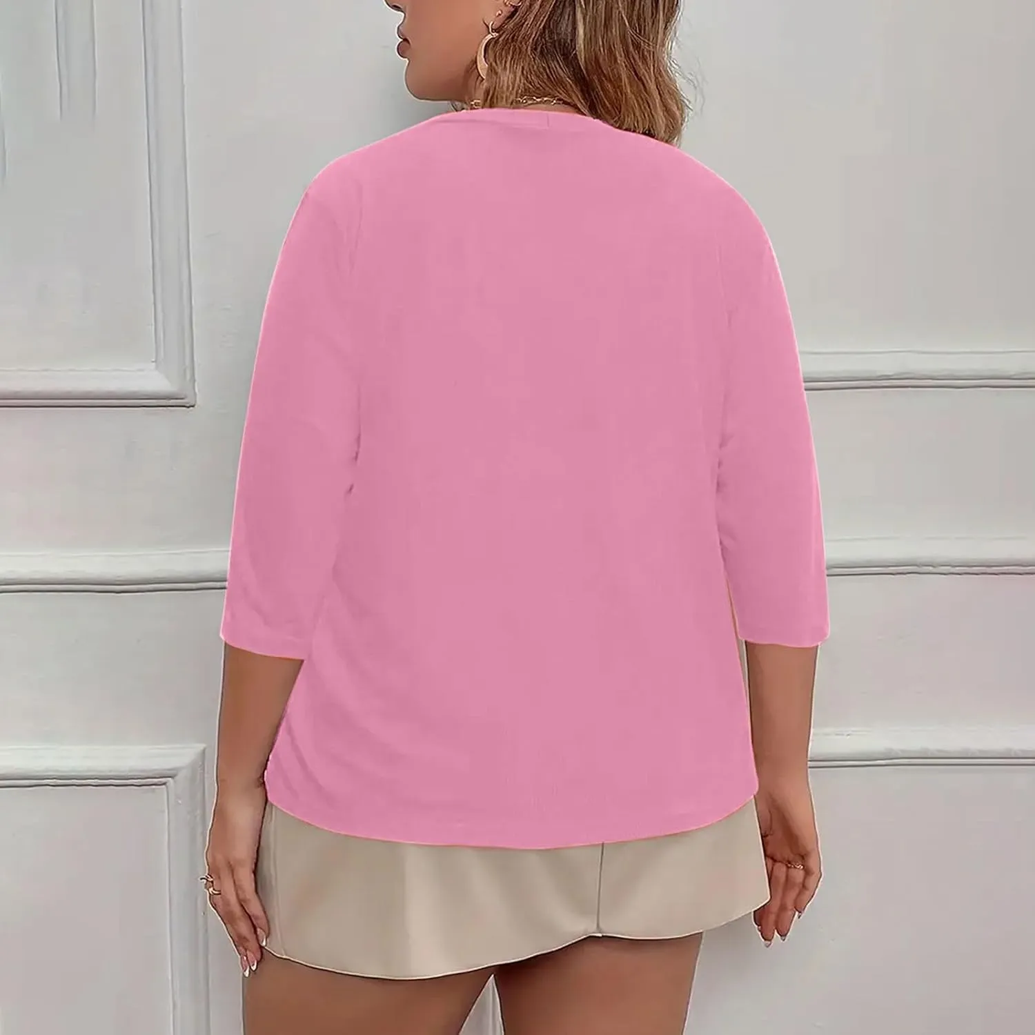 Women's 2024 Lightweight Short Sleeve V Neck Cardigans Sweaters Cropped Open Front Knit Crochet Bolero Shrugs Tops