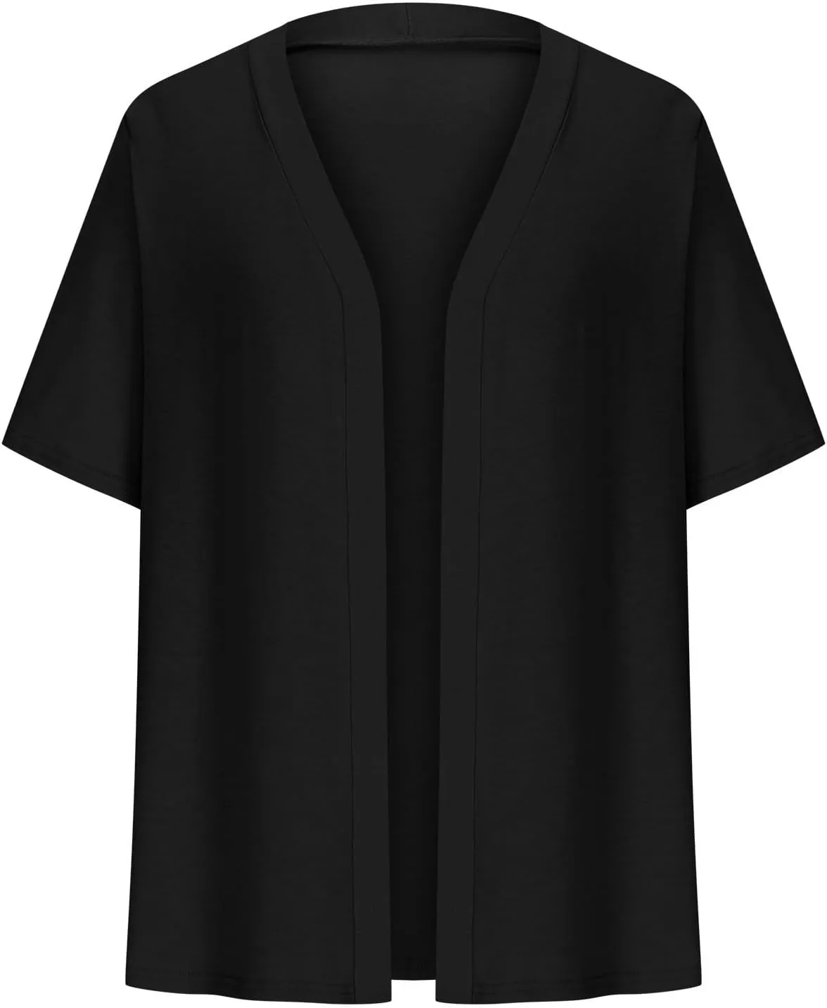 Women's 2024 Lightweight Short Sleeve V Neck Cardigans Sweaters Cropped Open Front Knit Crochet Bolero Shrugs Tops