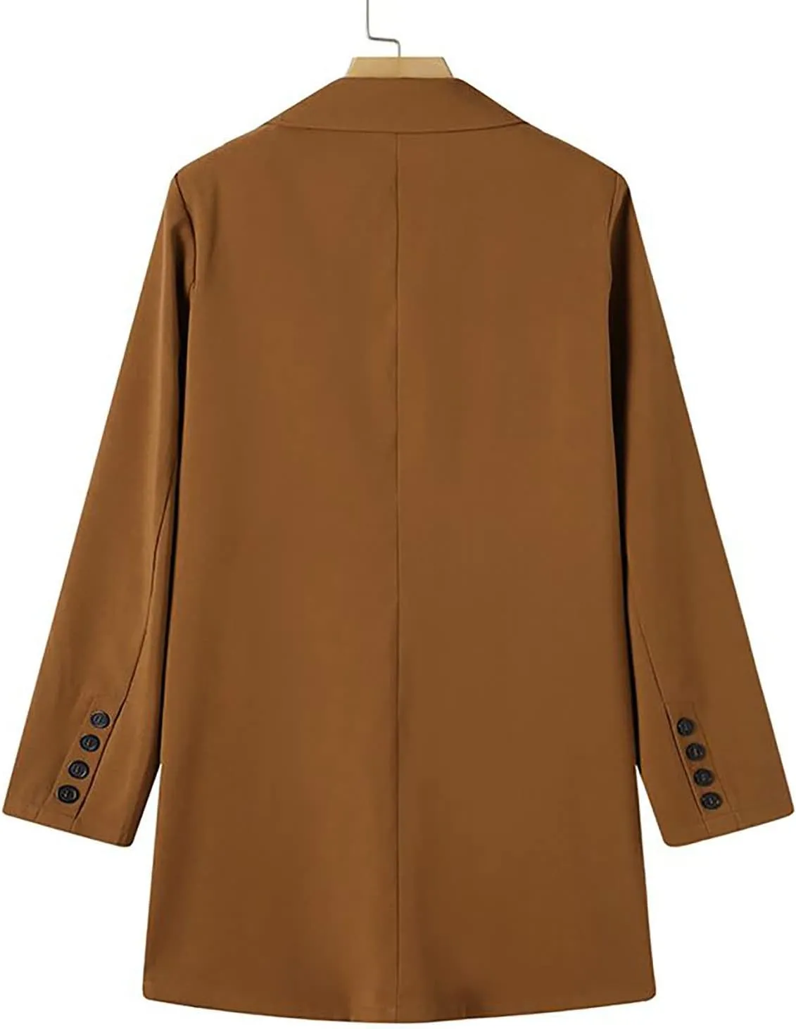 Women's Big Notch Lapel Mid-Long Wool Blend Coat Oversized Long Sleeve Shacket Jacket Button Down Wool Blend Coats