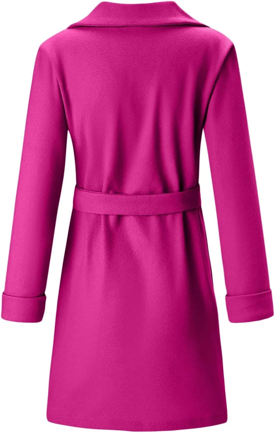 Women's Big Notch Lapel Single Breasted Mid-Long Wool Blend Coat Wool Coat Warm Jacket