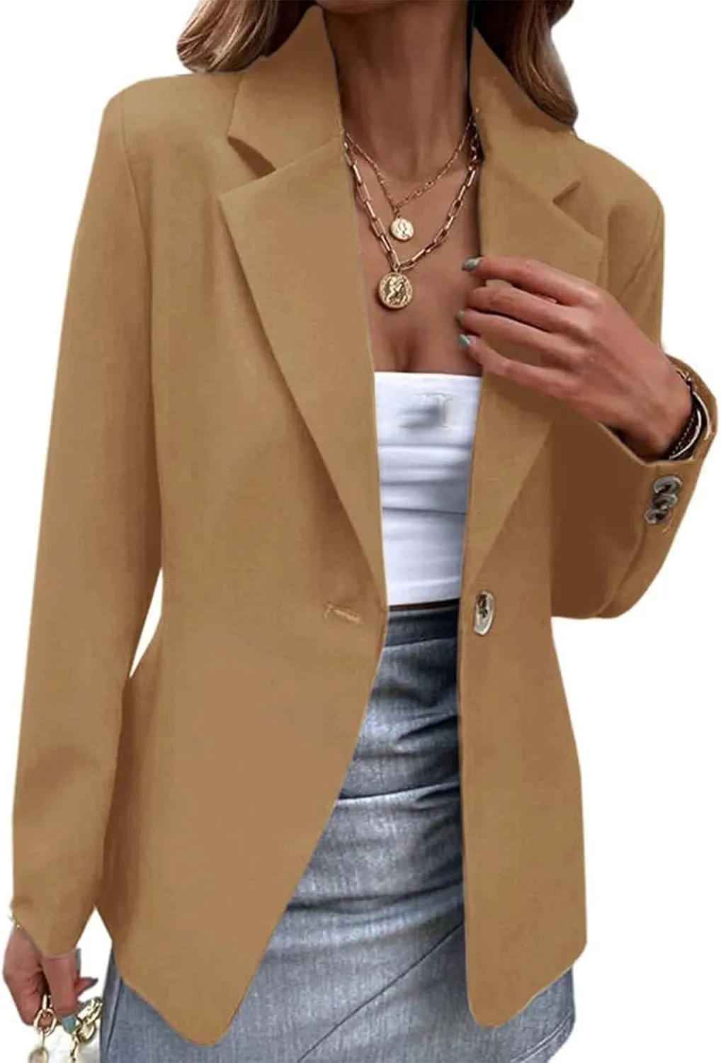 Womens Blazers Casual Lightweight Open Front Cardigan Suit Business Lapel Long Sleeve Work Office Blazer