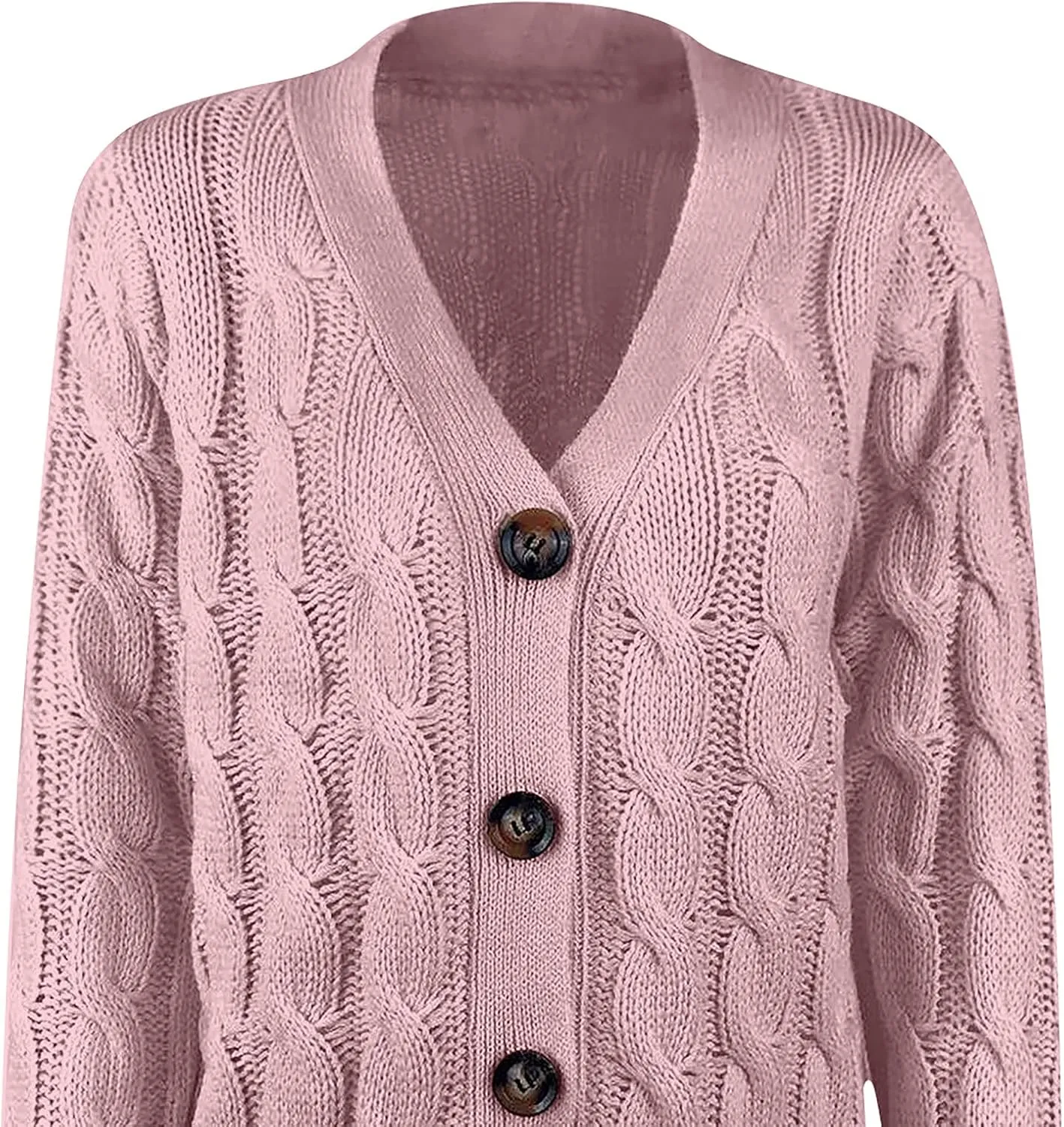 Women's Cable Knit Cardigan Sweaters Open Front Button Down Knitwear Loose Oversized Fall Outerwear Coat with Pocket