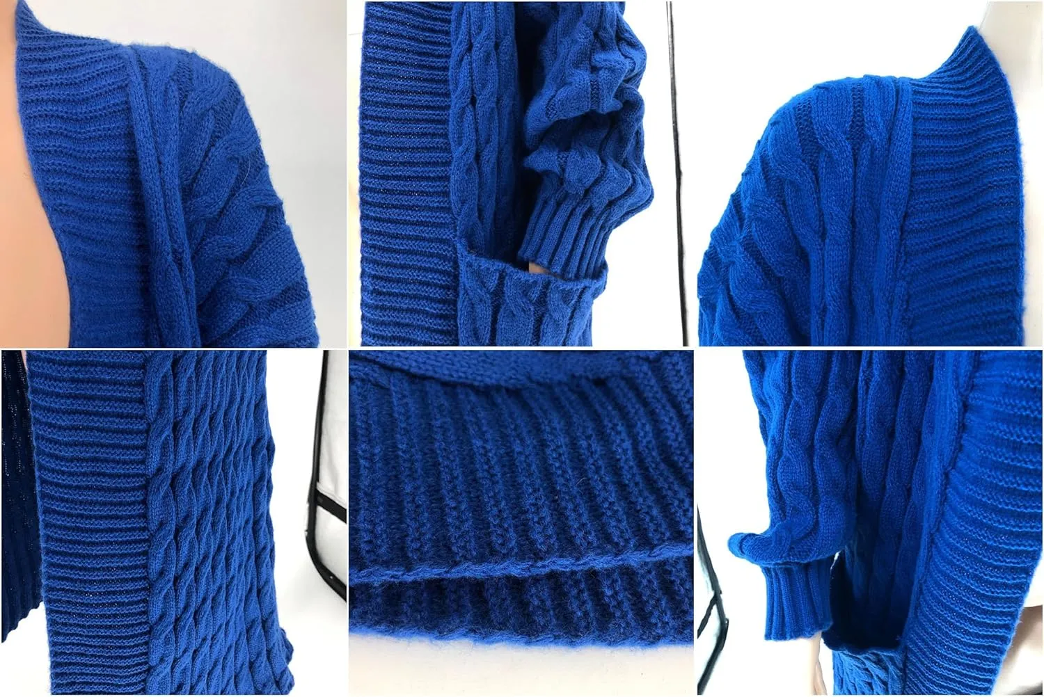 Women's Cable Knit Sweaters Cardigans Long Sleeve Warm Open Front Casual Loose Winter Chunky Coats Outwear with Pockets
