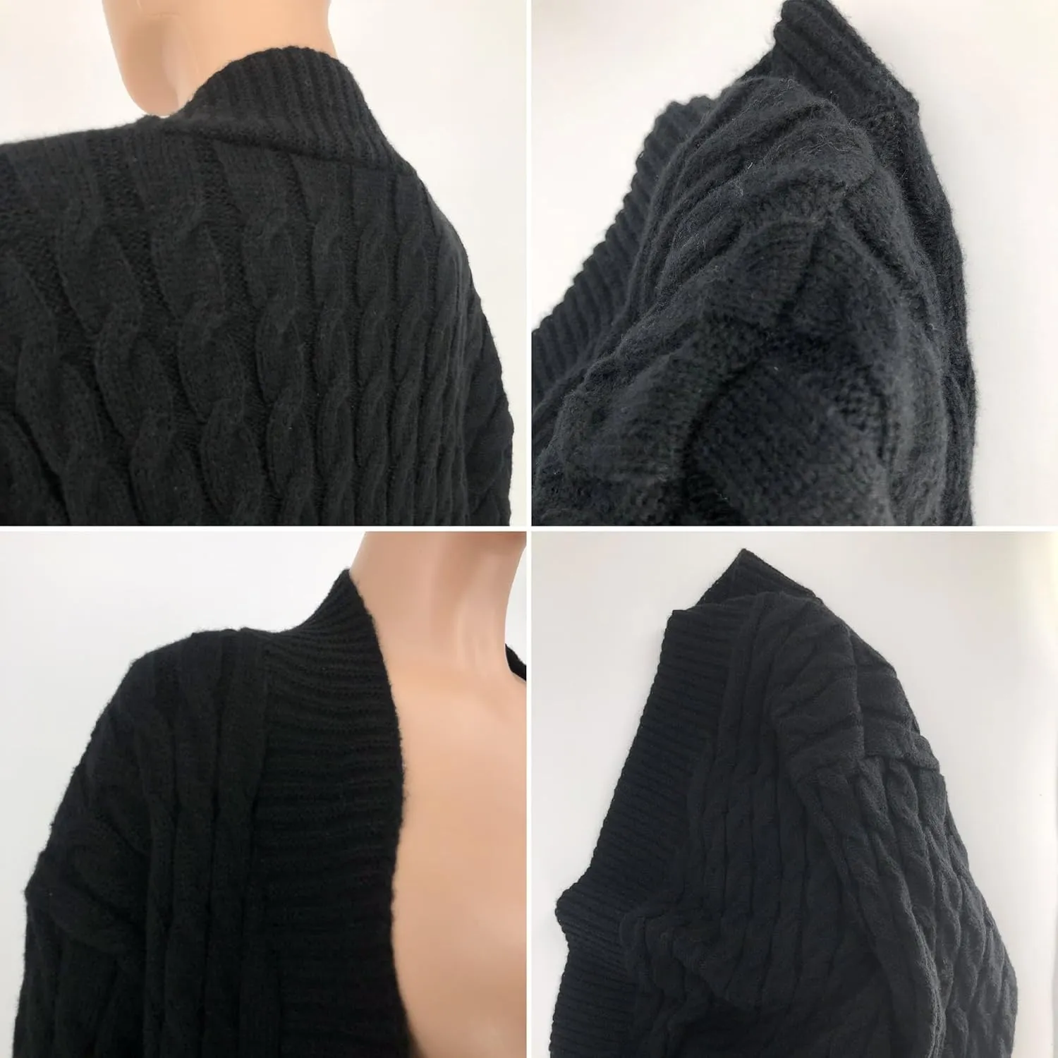 Women's Cable Knit Sweaters Cardigans Long Sleeve Warm Open Front Casual Loose Winter Chunky Coats Outwear with Pockets