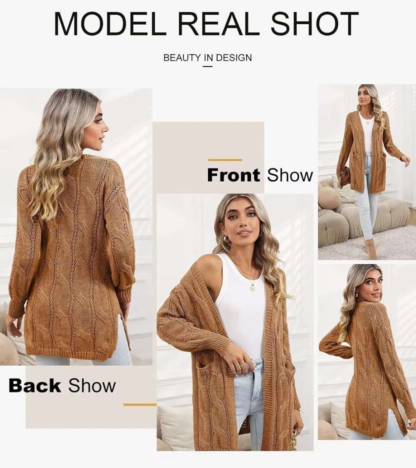 Women's Cardigan Sweaters Open Front Knitted Long Cardigans 2024 Fall Fashion Oversized Casual Sweater with Pockets