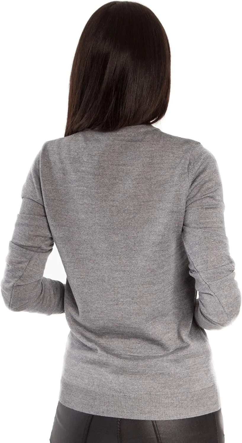 Women's Cashmere Soft Merino Wool V-Neck Sweater Pullover Top
