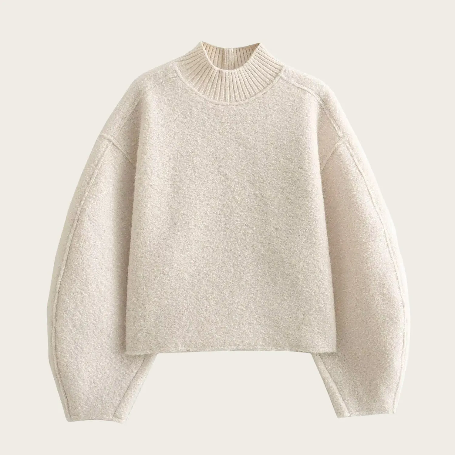 Women's Casual Fleece Sweatshirts Turtleneck Reverse Seam Pullover Crop Tops Fall Winter Fuzzy Wool Coat