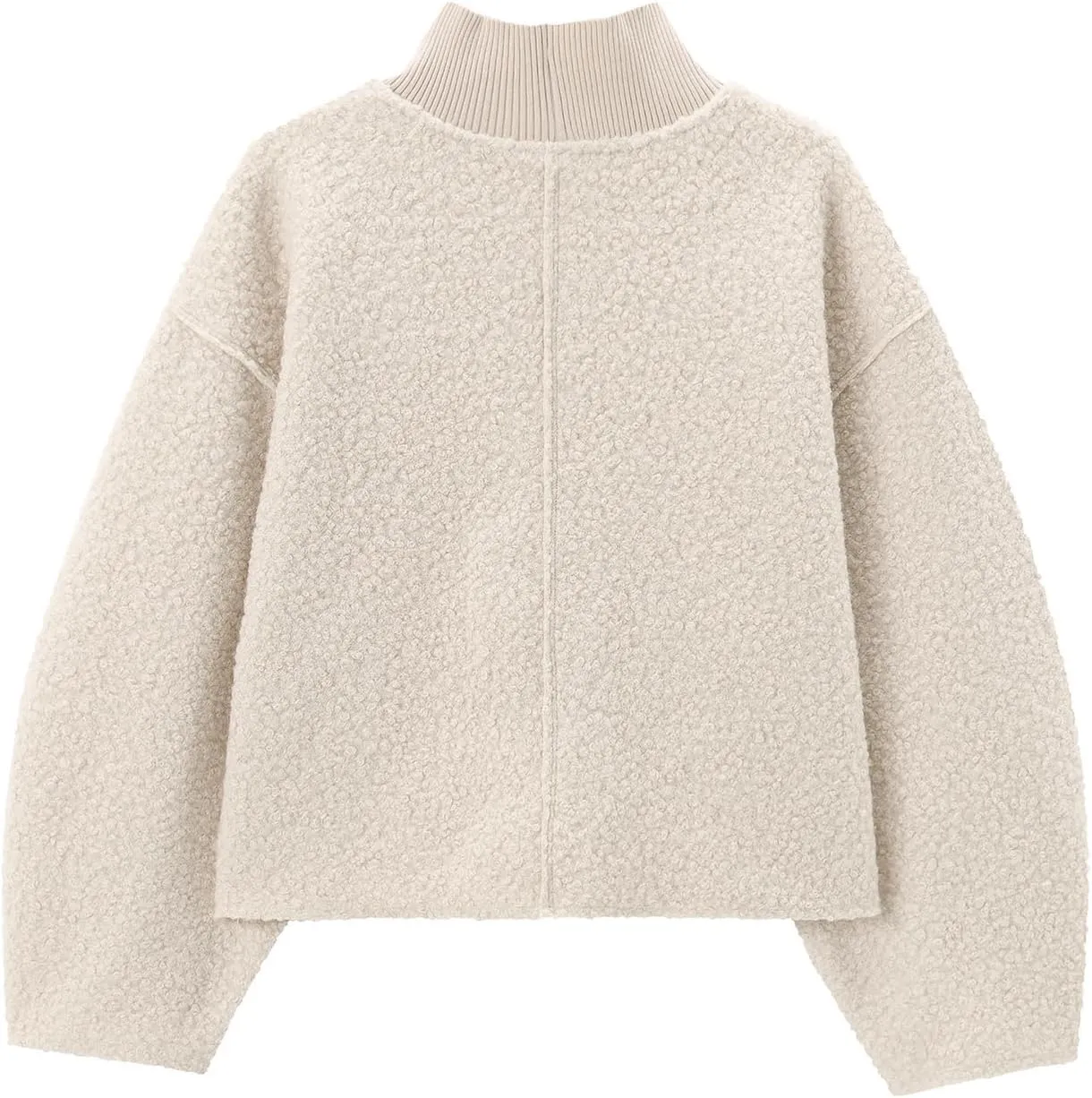 Women's Casual Fleece Sweatshirts Turtleneck Reverse Seam Pullover Crop Tops Fall Winter Fuzzy Wool Coat