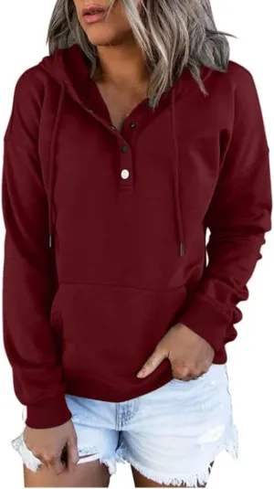 Womens Casual Hoodies Pullover Tops 2024 Spring Drawstring Long Sleeve Sweatshirts Clothes with Pockets