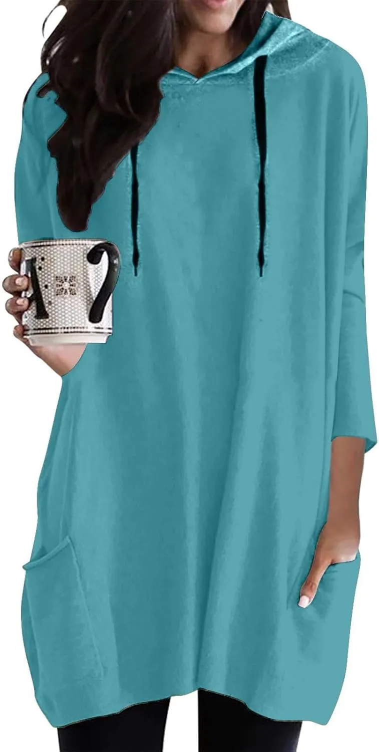 Women's Casual Oversized Fleece Hoodie Sweatshirts Long Sleeve Loose Pullover Tunic Fall Outfits Hoodies Dress