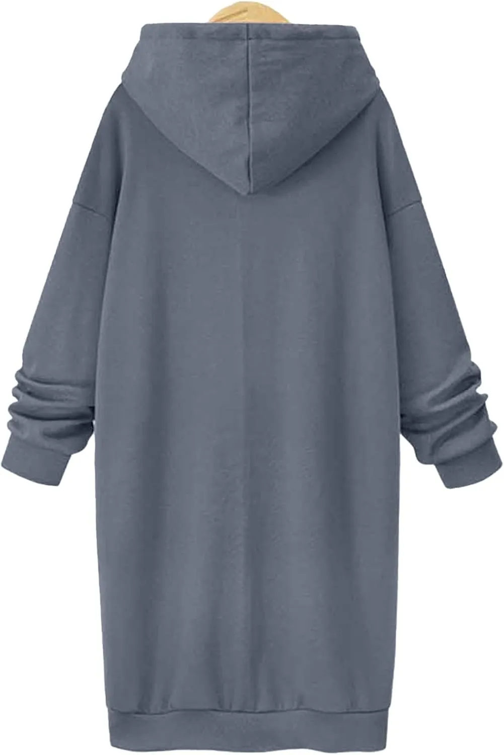 Women's Casual Pullover Sweatshirt Long Sleeve Split Hem Drawstring Hoodie Dress,Women Hoodies Dress Tunic Dress