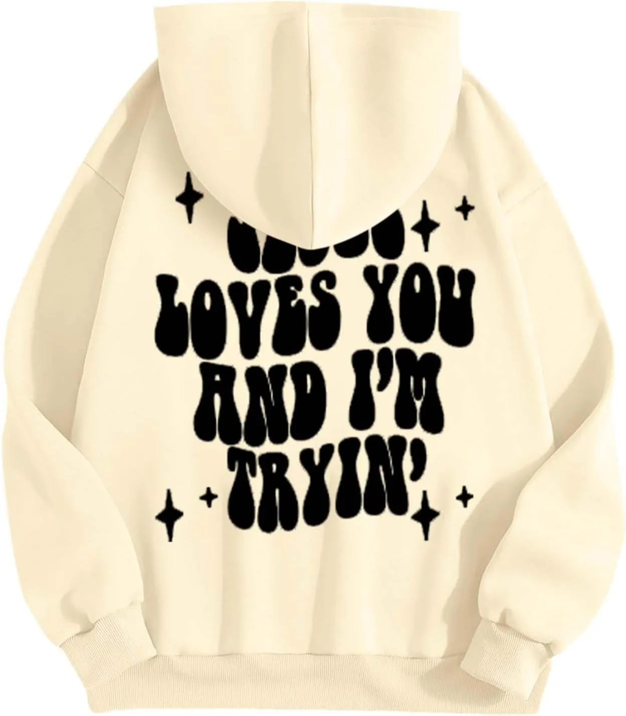 Womens Casual Versatile Hoodies Fashion Letter Prtint Sweatshirt Loose Comfy Long Sleeve Pullover Tops with Pockets
