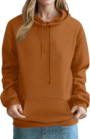Women'S Classic Red Pullover Hoodie Sweatshirt With Adjustable Drawstrings And Front Pocket Casual
