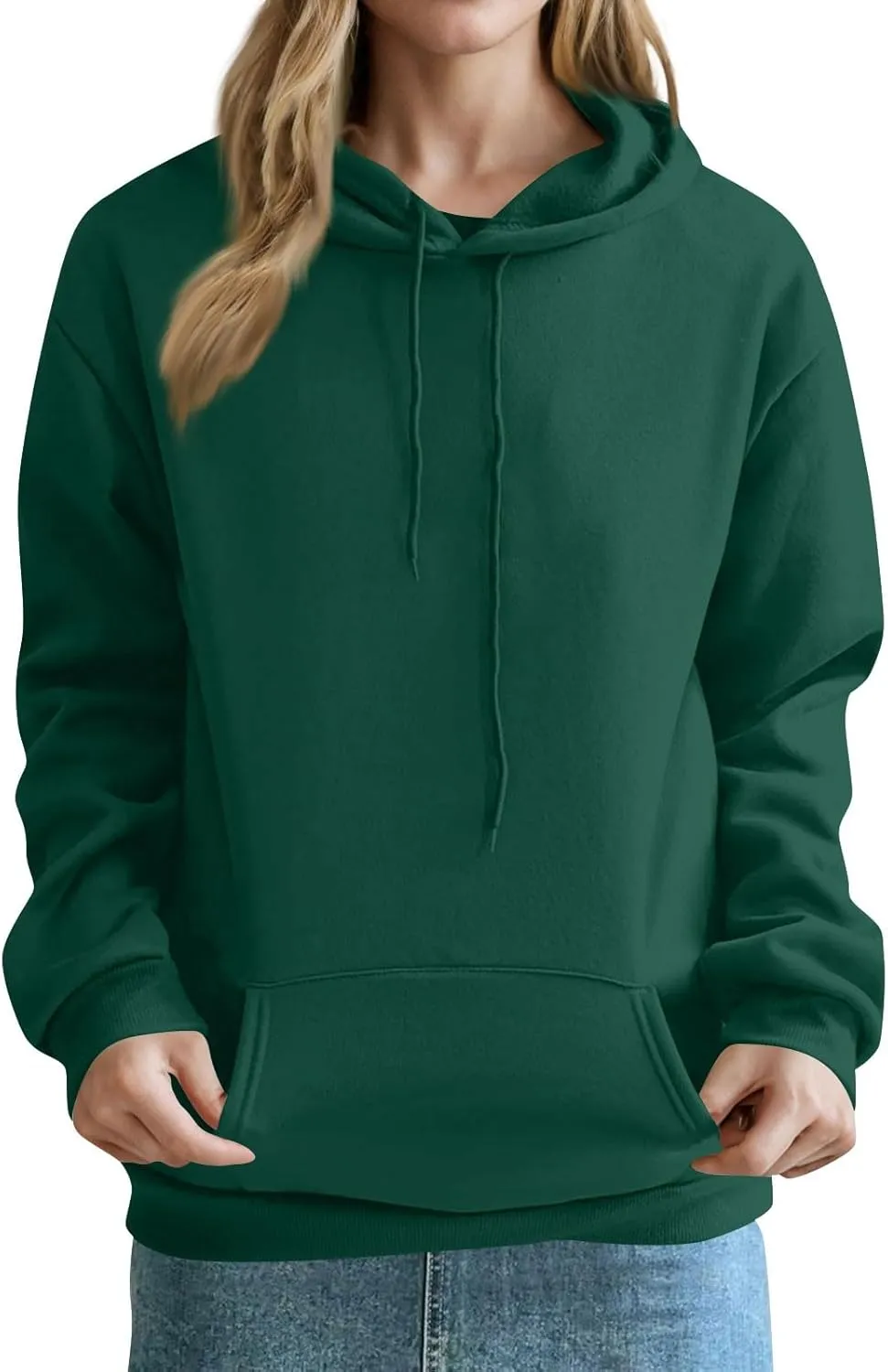 Women'S Classic Red Pullover Hoodie Sweatshirt With Adjustable Drawstrings And Front Pocket Casual