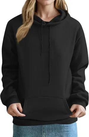 Women'S Classic Red Pullover Hoodie Sweatshirt With Adjustable Drawstrings And Front Pocket Casual