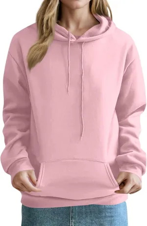 Women'S Classic Red Pullover Hoodie Sweatshirt With Adjustable Drawstrings And Front Pocket Casual