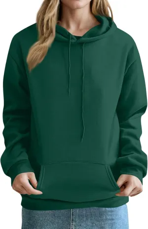 Women'S Classic Red Pullover Hoodie Sweatshirt With Adjustable Drawstrings And Front Pocket Casual