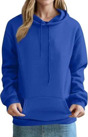Women'S Classic Red Pullover Hoodie Sweatshirt With Adjustable Drawstrings And Front Pocket Casual