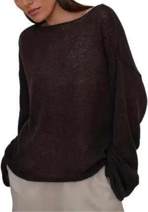 Women's Crochet Sweater Long Sleeve Hollow out Oversized Sweater Sheer Mesh Knit Sweater Lightweight Pullover Sweater