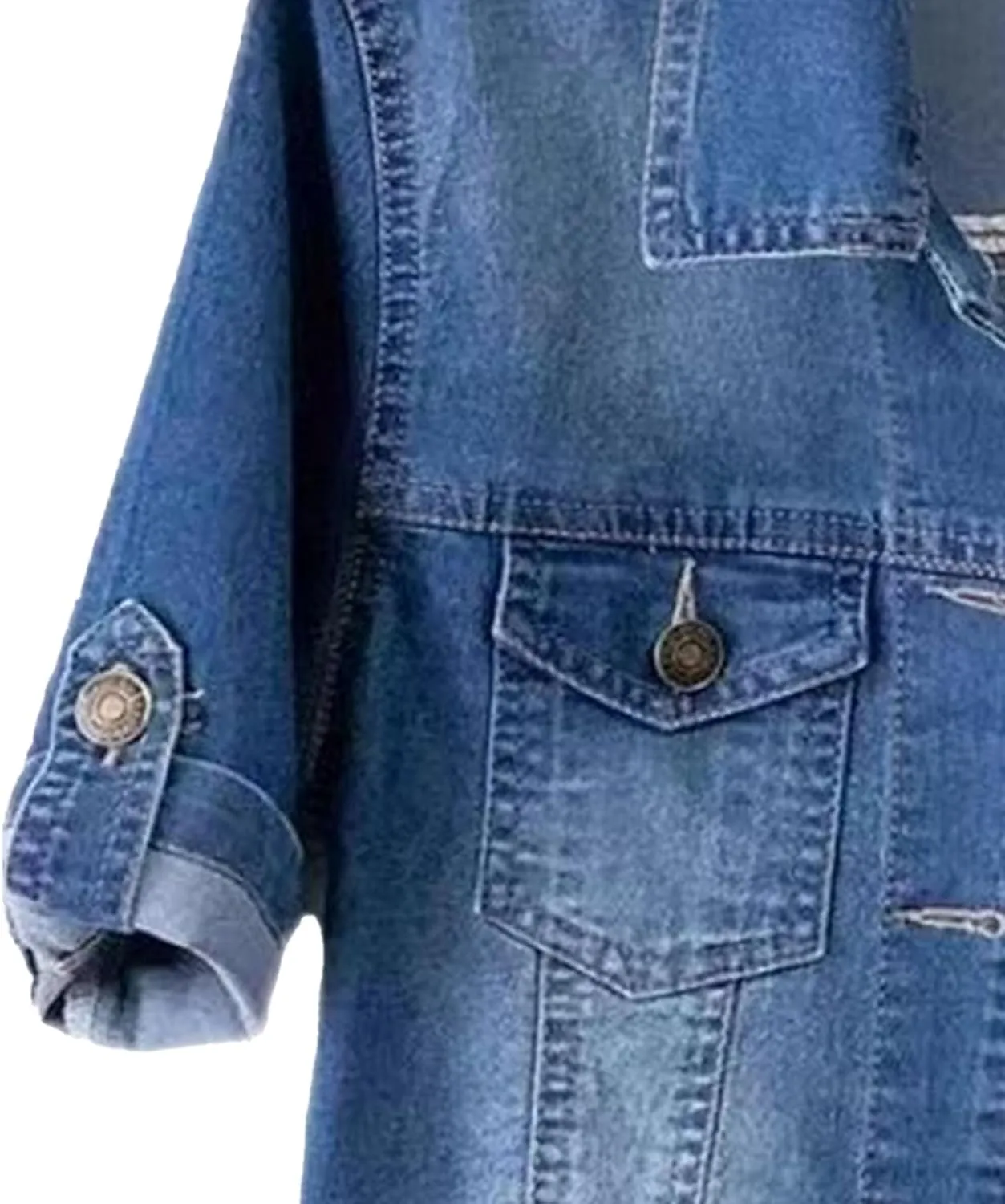 Women'S Cropped Denim Jackets Summer Trendy Lightweight Short Sleeve Classic Casual Jean Jackets