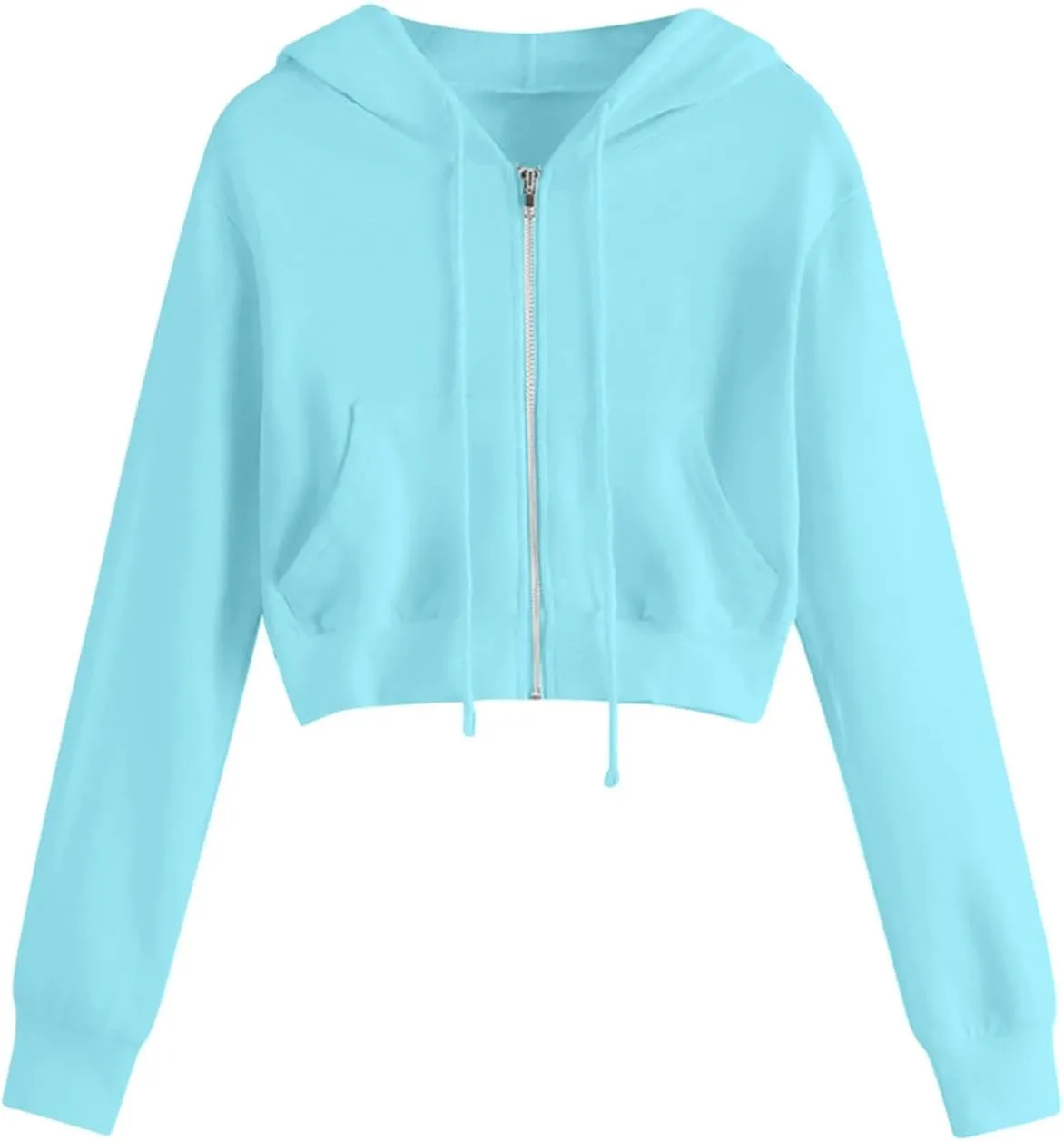 Womens Cropped Hoodie Zip Up Hoodies Jackets Zipper Long Sleeve Sweatshirts Fall Trendy 2024 Y2K Fashion Clothes