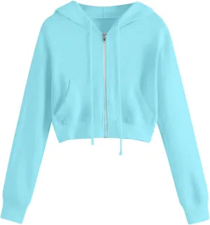 Womens Cropped Hoodie Zip Up Hoodies Jackets Zipper Long Sleeve Sweatshirts Fall Trendy 2024 Y2K Fashion Clothes
