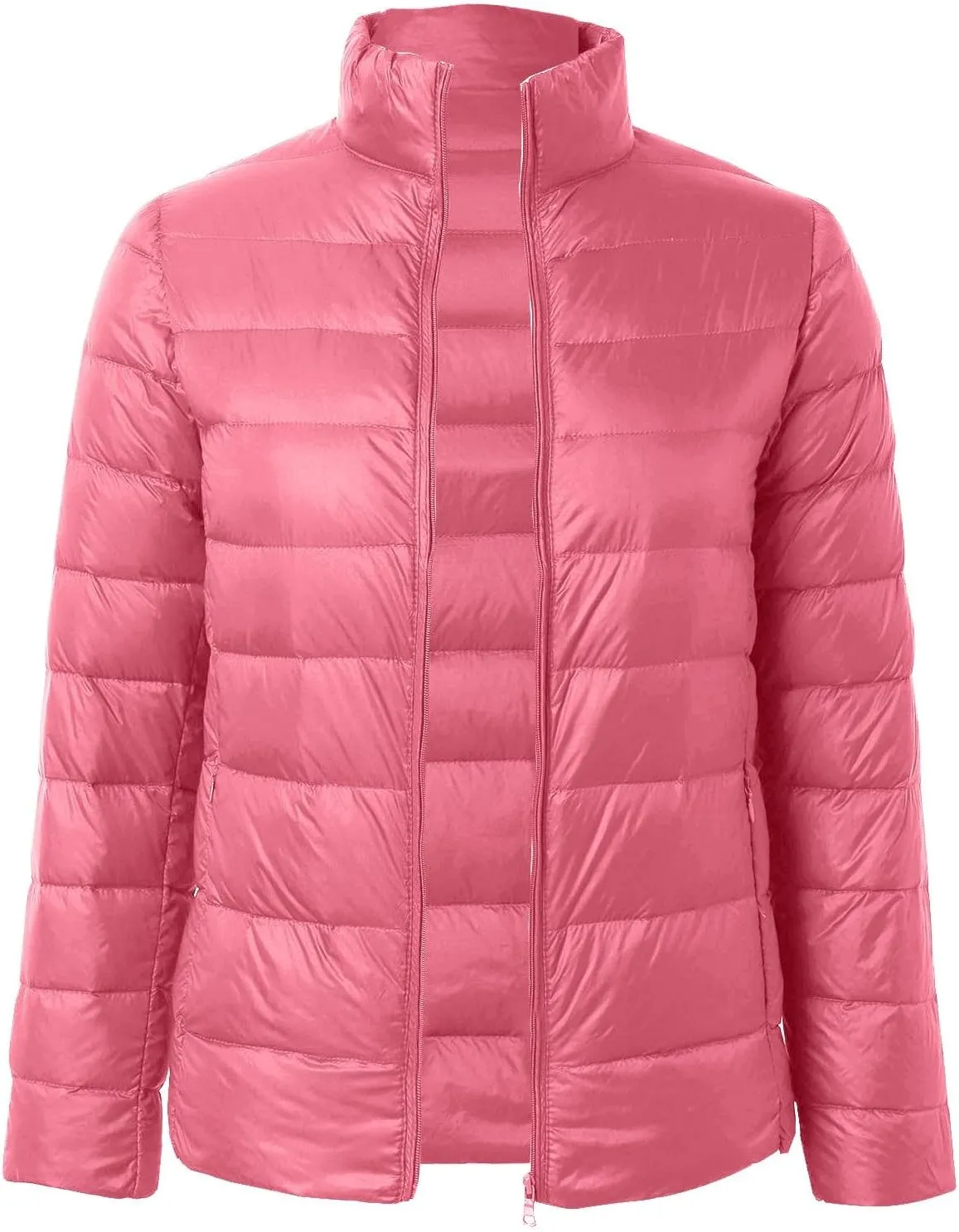 Womens Cropped Puffer Jacket Lightweight Packable Down Coat Casual Warm Zipper Long Sleeve Outwear 2024 Winter Coats