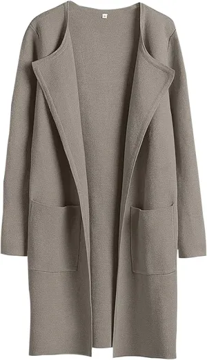 Womens Fall Fashion 2024 Cardigan Jackets Trending Dress Coats Open Front Knit Lapel Blazer Outerwear with Pockets