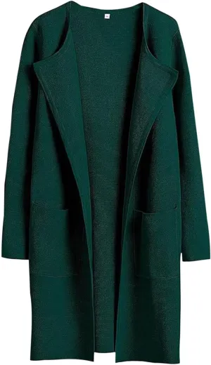 Womens Fall Fashion 2024 Cardigan Jackets Trending Dress Coats Open Front Knit Lapel Blazer Outerwear with Pockets
