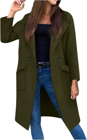Womens Fall Fashion 2024 Long Cardigan Sweaters Tops Knit Open Front Lapel Knee Length Cardigan Coat with Pockets