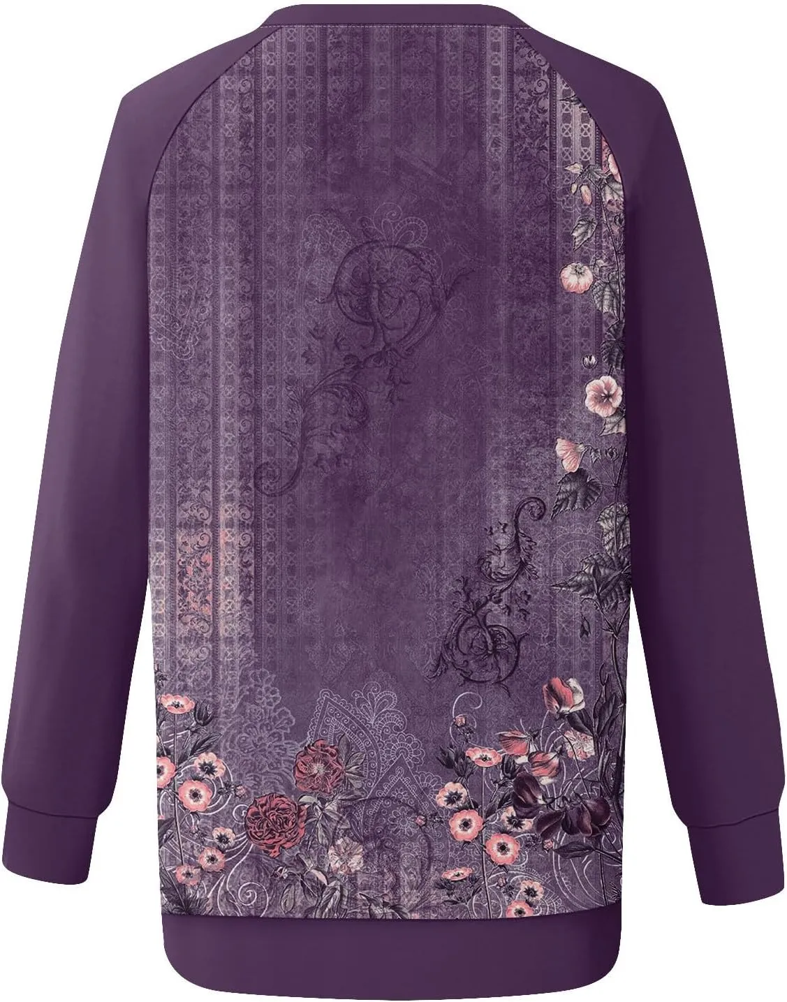 Womens Fall Fashion 2024 Long Sleeve Floral Print Cute Sweatshirts Crewneck Basics Plus Size Clothes Clothing