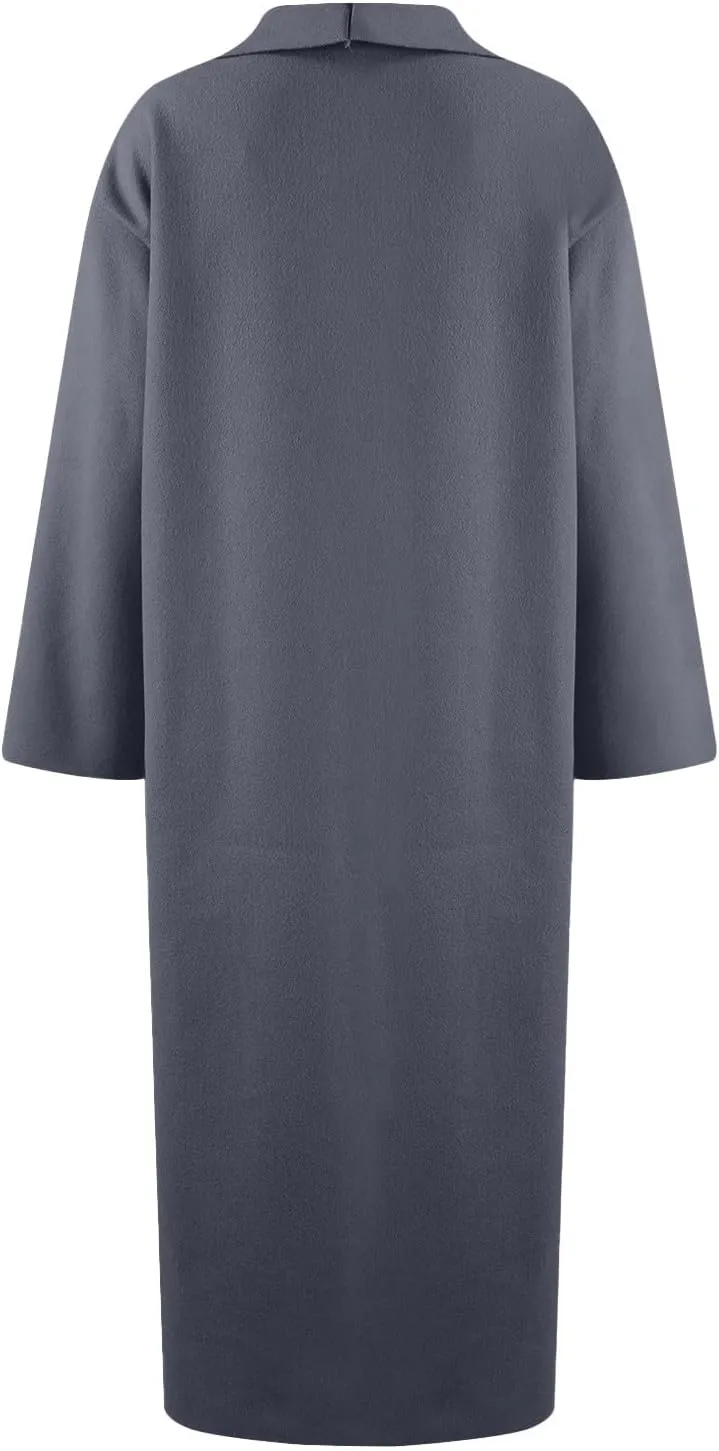 Womens Fall Fashion 2024 Long Sleeve Maxi Cardigan Open Front Oversized Coat Casual Lapel Warm Overcoat with Pockets