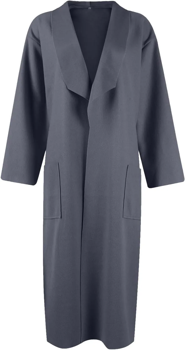 Womens Fall Fashion 2024 Long Sleeve Maxi Cardigan Open Front Oversized Coat Casual Lapel Warm Overcoat with Pockets
