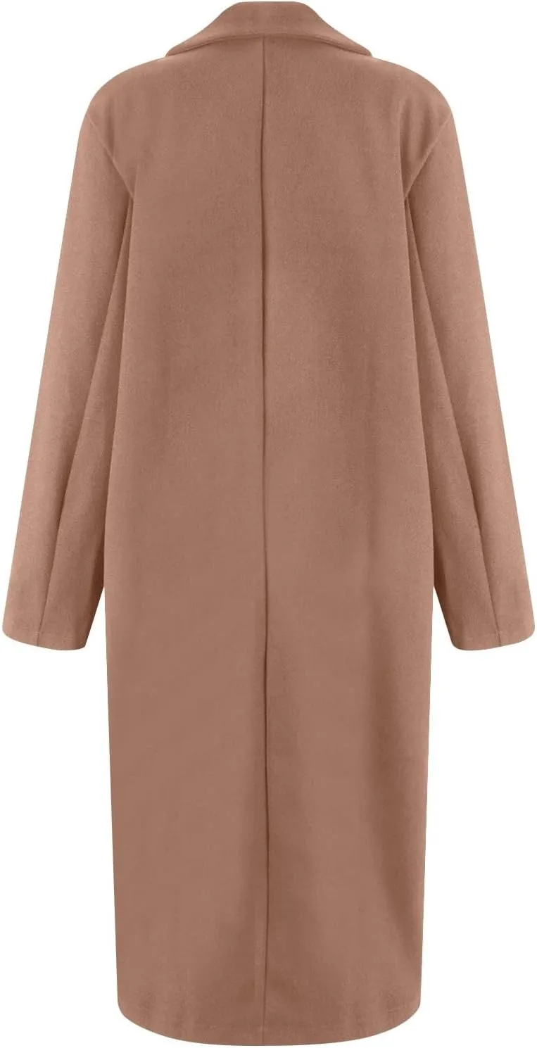 Womens Fall Fashion 2024 Open Front Coatigan Sweater Long Sleeve Casual Knit Lapel Cardigan Coat with Pockets