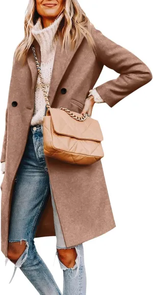 Womens Fall Fashion 2024 Open Front Coatigan Sweater Long Sleeve Casual Knit Lapel Cardigan Coat with Pockets