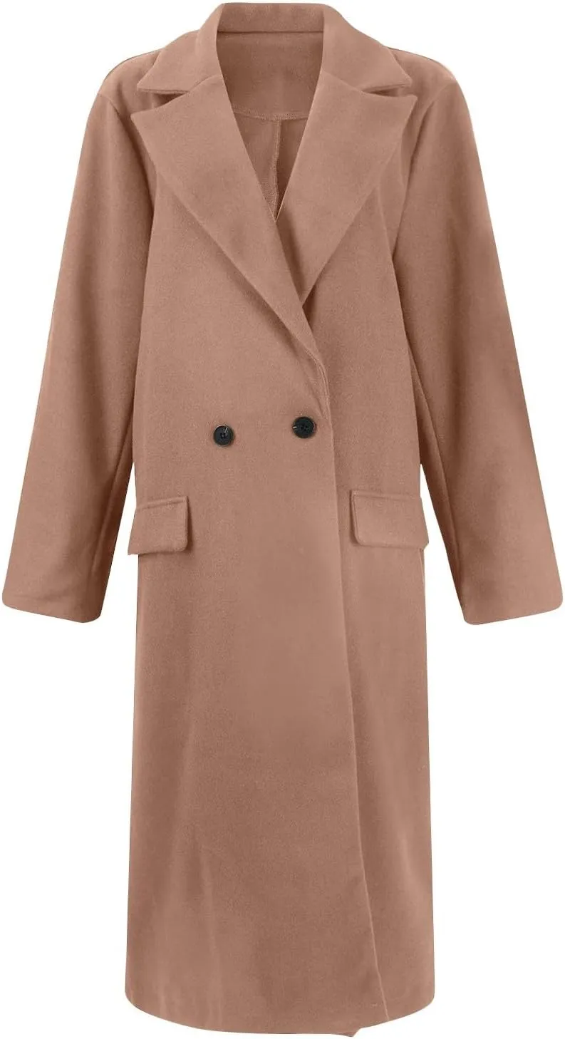 Womens Fall Fashion 2024 Open Front Coatigan Sweater Long Sleeve Casual Knit Lapel Cardigan Coat with Pockets