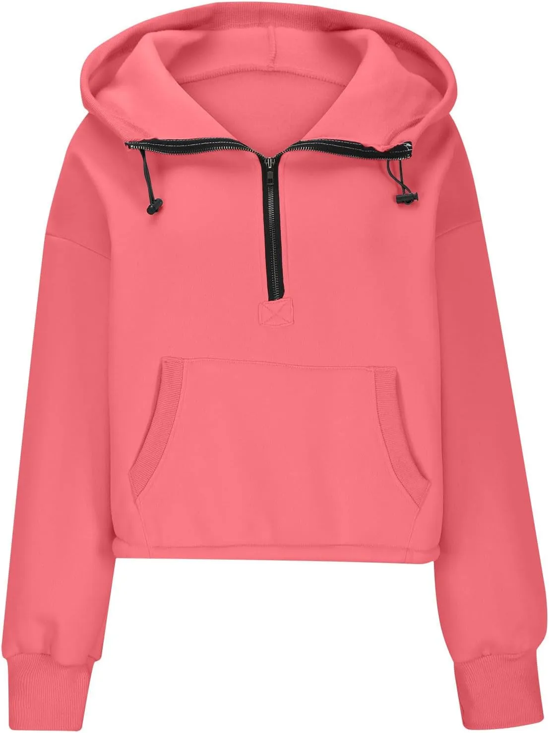 Womens Fall Fashion 2025 Half Zip Cropped Sweatshirt Long Sleeve Stand Collar Oversized Casual Y2k Pullover Top Shirt