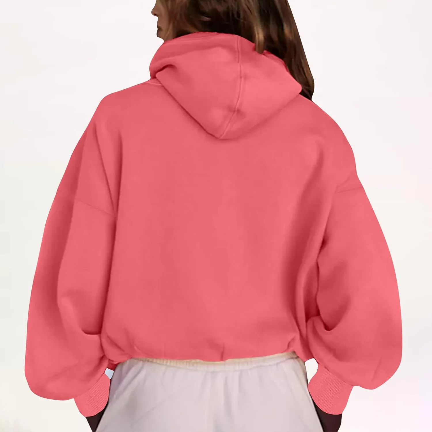 Womens Fall Fashion 2025 Half Zip Cropped Sweatshirt Long Sleeve Stand Collar Oversized Casual Y2k Pullover Top Shirt