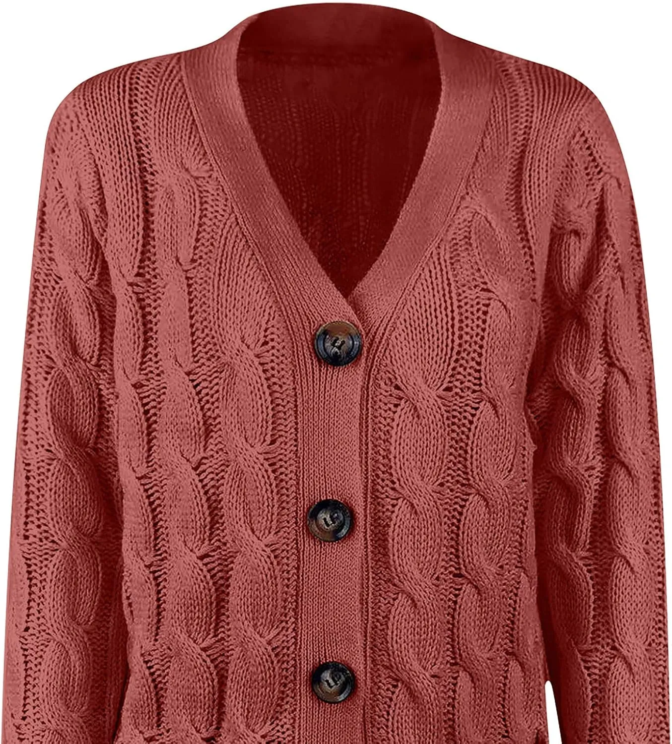 Womens Fall Open Front Cardigan Sweaters Button Up Long Sleeve Coats Cable Knit Sweaters Cardigans Chunky Outerwears