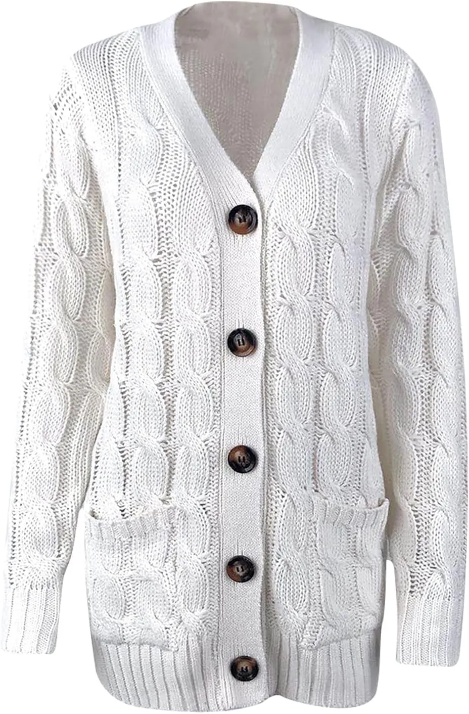 Womens Fall Open Front Cardigan Sweaters Button Up Long Sleeve Coats Cable Knit Sweaters Cardigans Chunky Outerwears