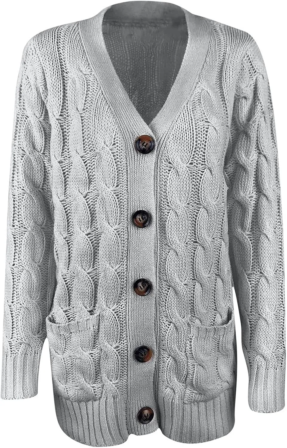 Womens Fall Open Front Cardigan Sweaters Button Up Long Sleeve Coats Cable Knit Sweaters Cardigans Chunky Outerwears